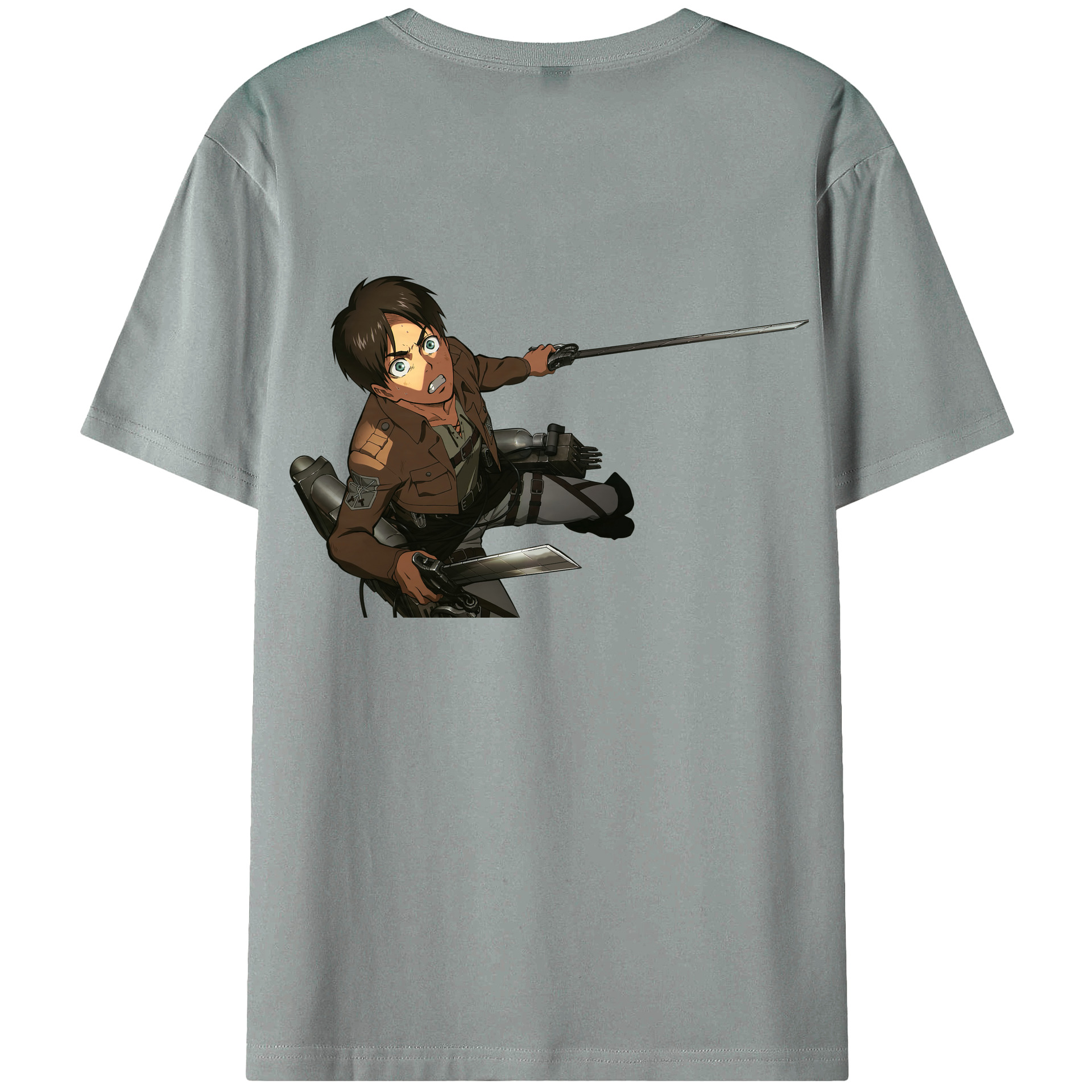 （画像用） 進撃の巨人 エレン･イェーガー Attack on Titan Eren Jäger 綿100％ メンズ半袖Tシャツ（バックプリント） 通気性